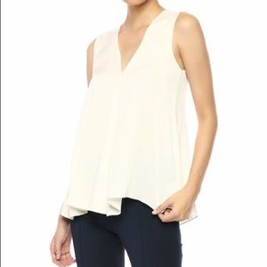 Theory a-line v neck silk blouse
